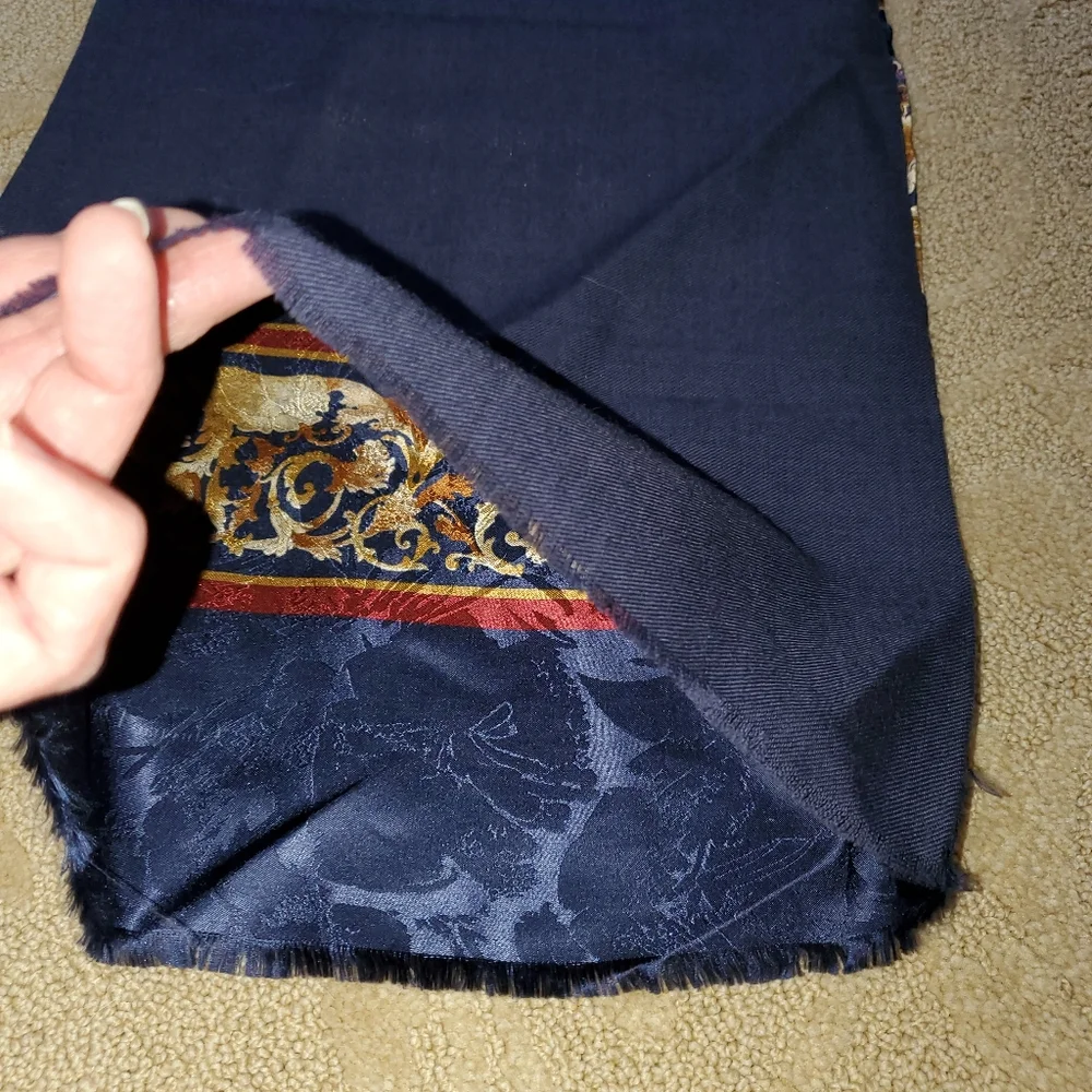 Christian Dior Reversible Paisley And Blue Silk Wool Scarf